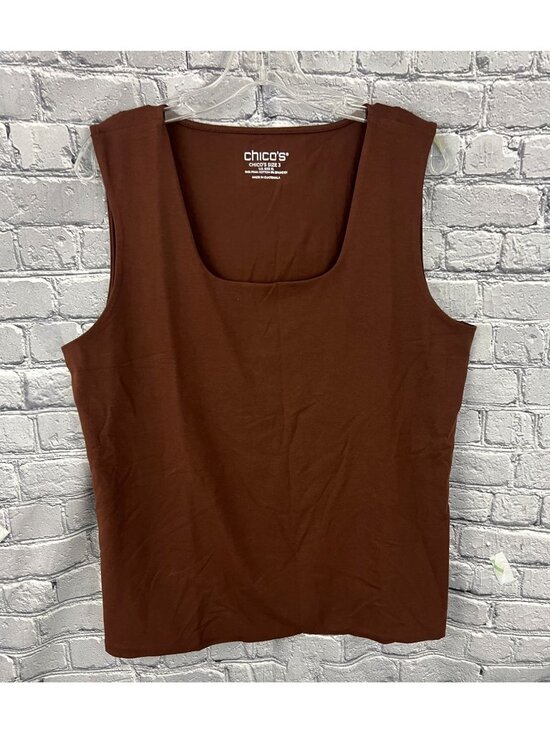 Chico's Tops - Chico's size 3 (XL) Contour Cotton Square Neck Tank Top Brown NWT